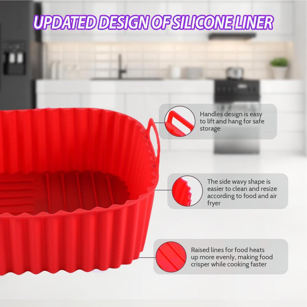 Reusable Airfryer Pan Liner Accessories Silicone Air Fryers Oven Baking Tray Pizza Chicken Airfryer Non-stick Silicone Mould