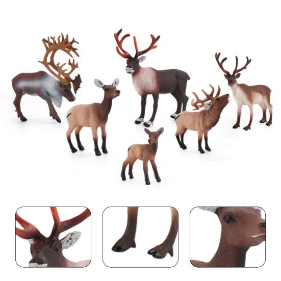 Animal Figurine Durable Cognitive Competence Educational Toy Desk Decoration Christmas Elk Reindeer Sculpture for Kids