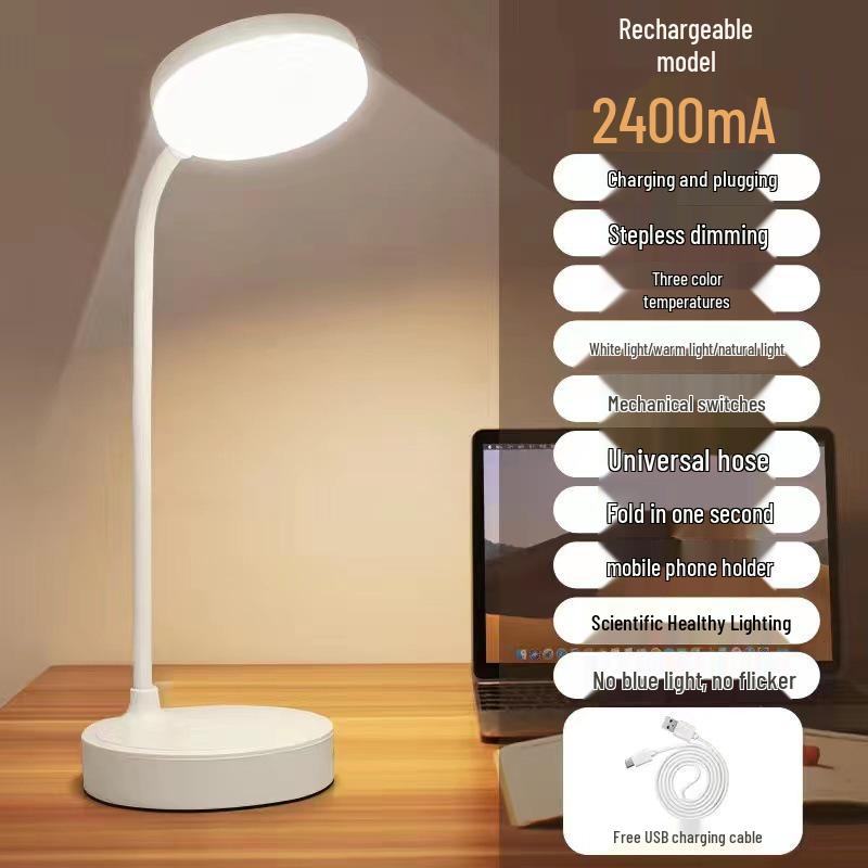 Rechargeable LED Table Lamp for Dorms & Kids - Eye Protection Bedside Lamp