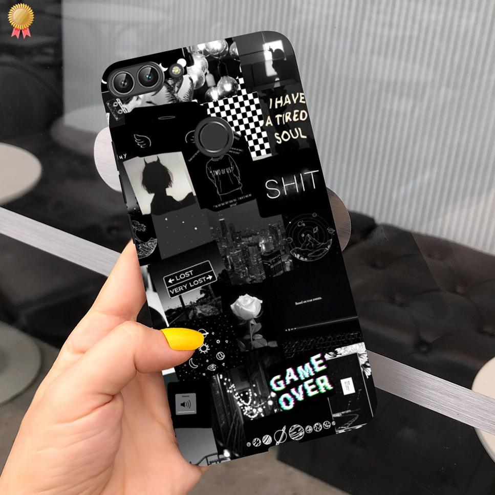 Für Huawei P Smart Hülle Niedliche Blume Schwarz Weiches TPU Silikon Bumper Hülle Für Huawei PSmart P Smart 2017 FIG-LX1 Handyhülle Funda