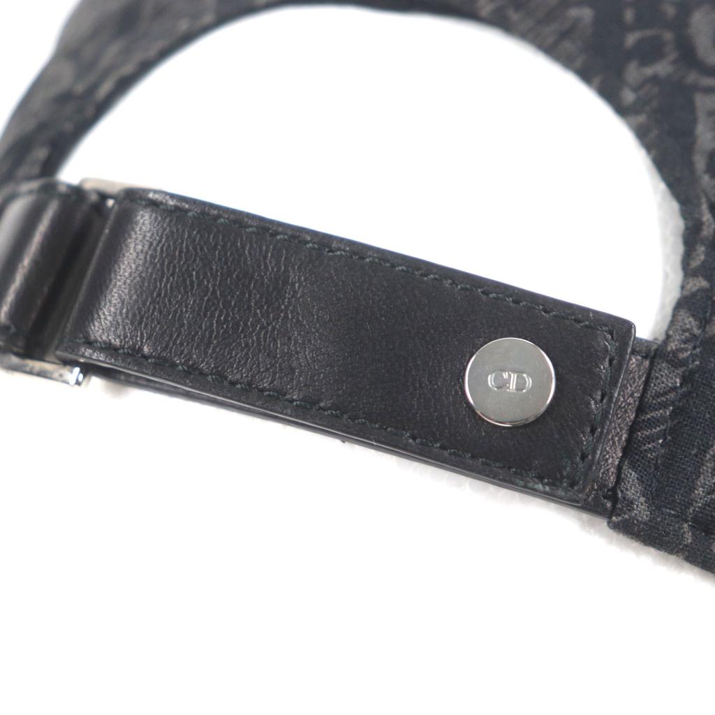 Great DIOR Cap Oblique Leather Baseball Hat Dark Gray Cotton Mens L 933C902H4835 Used