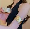 2026 New Arrival Punk Concave Textured Face Irregular Shape Wide Chunky 18 K Gold Plated Stainless Steel Adjustable Bangle