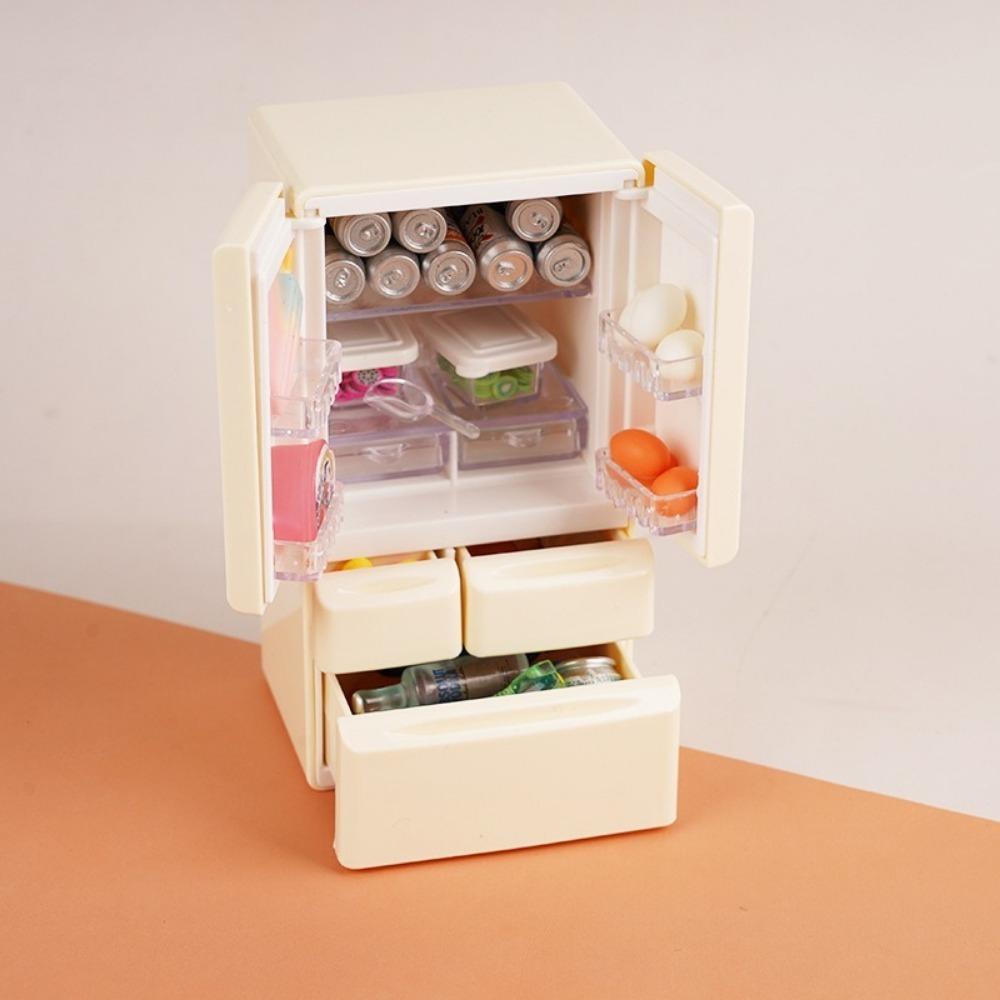 Mini Miniature Fridge Plastic Refrigerator Model Simulation Refrigerator  Doll House Accessories