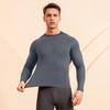 2Pcs/Set Men Warm Outfit O-Neck Long Sleeve Thermal Top High Waist Long Trousers