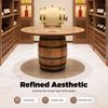 5L Pine Wood Aging Barrels, Wine Cask with Wood Stand Whiskey Barrel Wine Bucket w/ Spigot for Homes Bars