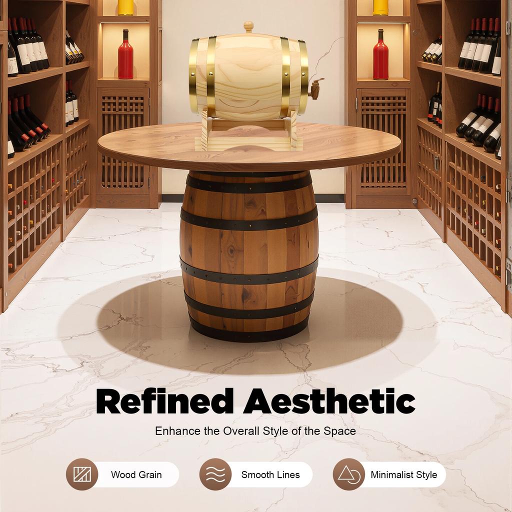5L Pine Wood Aging Barrels, Wine Cask with Wood Stand Whiskey Barrel Wine Bucket w/ Spigot for Homes Bars