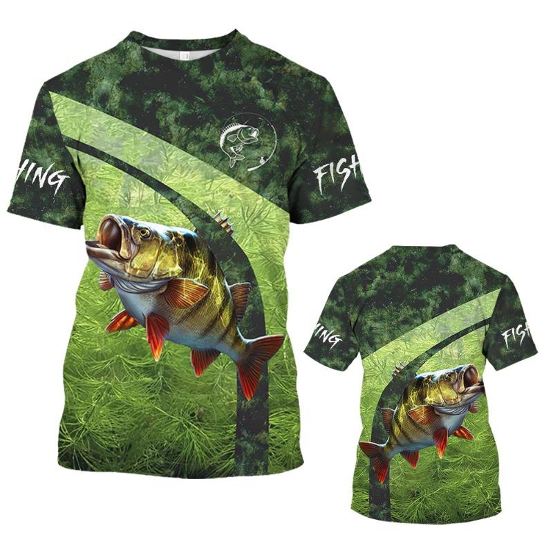 

New Fishing T-Shirt Men Tshirt Dog Fish Graphic Clothing O-Collar Oversized Tops Outdoor Sport Apparel Summer for Male Tee Shirt 5XL