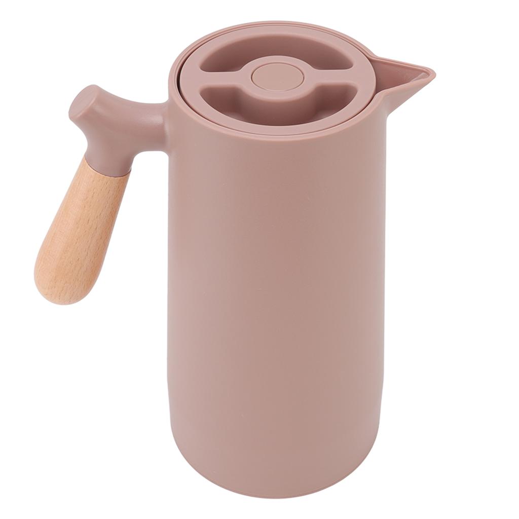 Coffee   Simple Stylish Portable 1L Large Capacity Beech Wood Handle 12h Thermal Insulation Coffee Pot