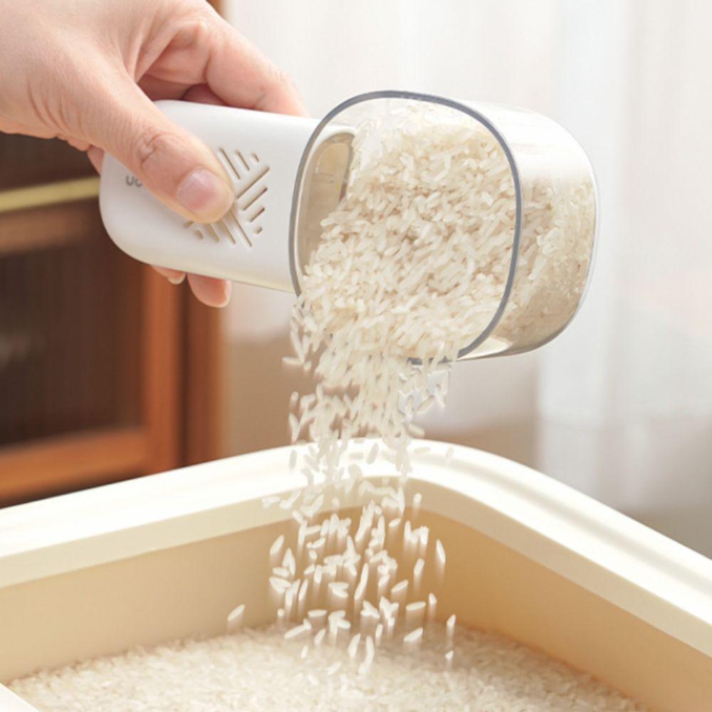 2Pcs With Scale Measuring Rice Spoon Removable Handle Pet Food Scoop Grain Spoon  Cat/Dog Food