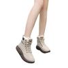 Winter 2025 New Women's Cotton Boots, Women's Plush Warm and Fashionable Student Ankle Boots, Thick Soled Lace Up Height Boots