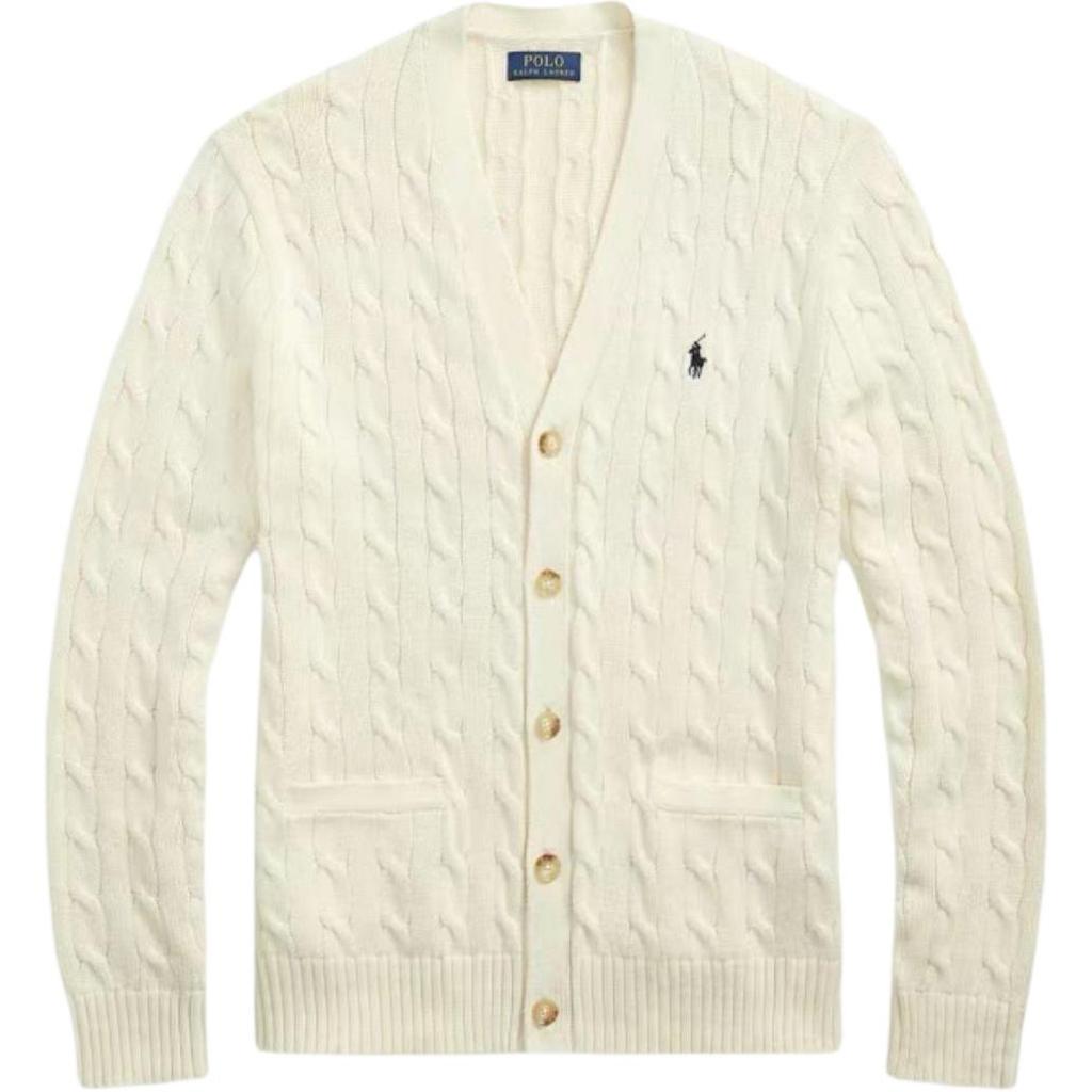 Polo Ralph Lauren Embroidered Pony Logo Twisted V-Neck Long Sleeve Knit Sweater Men Sweater MNPOSWE16821765-101