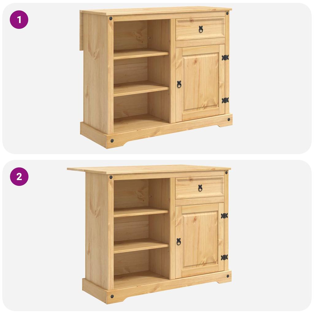 Kitchen Island Set with Drawers 3 pcs Honey Wax Solid Pine