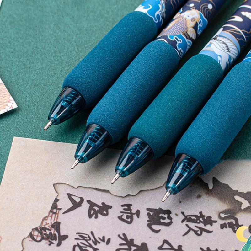 4 Stück Einziehbarer Gelstift mit Metall-Stiftclip Schnelltrocknend Nachfüllbar Journaling-Stift zum Schreiben Notizen machen 0,5 mm Spitze