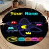 Pac-Man Custom Name Round Area Rug,Carpet Rug for Living Room Bedroom Sofa Playroom Decor,Non-slip Floor Mat