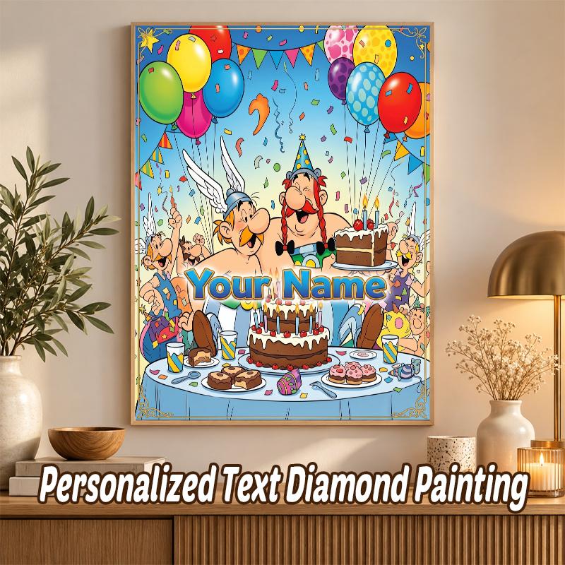 Asterix & Obelix Custom Name Text 5D Diamond Painting Kit DIY Full Drill Diamond Art Decoration