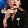 Tassel Rhinestone Brooches Lotus Flower Pins Elegant Women Brooches  Banquet