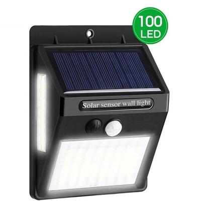 100 LED Solarna lampa ścienna PIR Czujnik ruchu Ip65 Wodoodporny Szeroki kąt Super Jasny Bezpieczeństwo Zewnętrzne