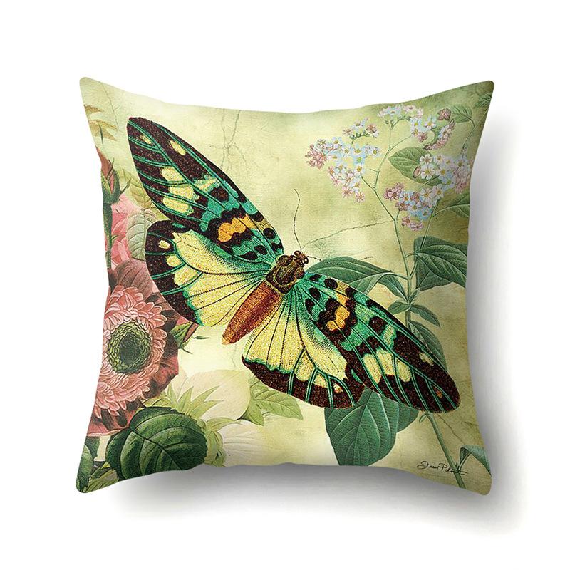 Polyester Pillowcase Peach Leather Velvet Decoration Printed Butterfly Pillowcase Waist Cushion Cover Car Cushion Head Cushion Cover
