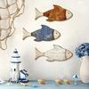 3 Pcs Rustic Wood Fish Wall Art Beach Nautical Wall Hanging Decor Ocean Fish Wall Sculpture for Home Bathroom Living Room