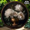 Metal Round Wall Poster 20cm Peony Flowers Home Decor