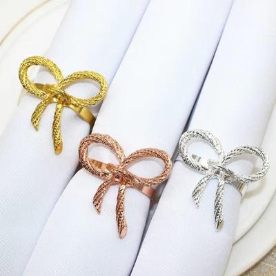 6 Pieces Zinc Alloy Bow Knot Napkin Rings Sturdy Elegant Napkin Buckle Decorative Multi-functional Metal Napkin Holder