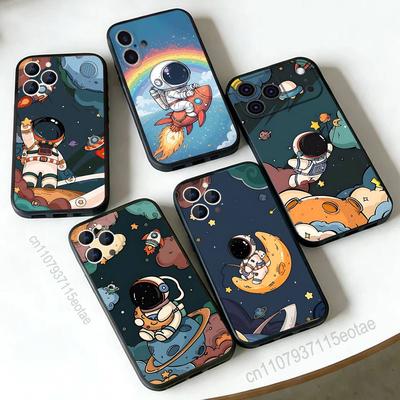 CARTOON Astronaut Cute Kid For iPhone 12,16,13,14,15,17,11,Pro,Max,Plus,E,Air,Mini TPU Soft To Skin-friendly Phone Case