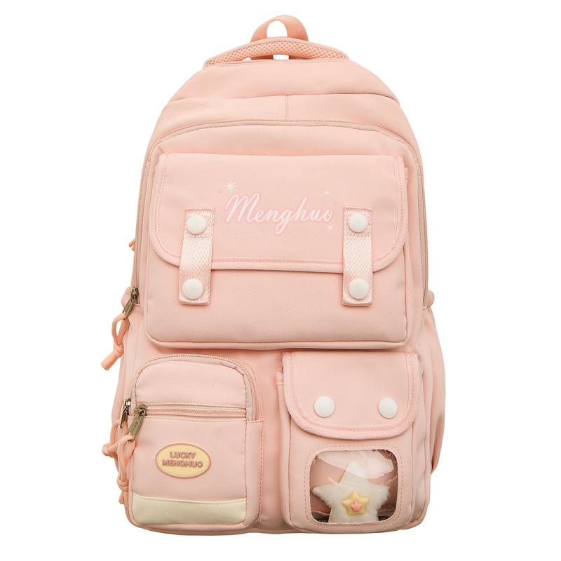 Sac d'école multi-poches, Sac à dos, Grande capacité, Charge réduite, Protection du dos, Sac à dos mignon et polyvalent Single bag