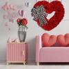 Valentine's Day Fabric Heart Wreath - Oatmeal Red Wedding Decoration