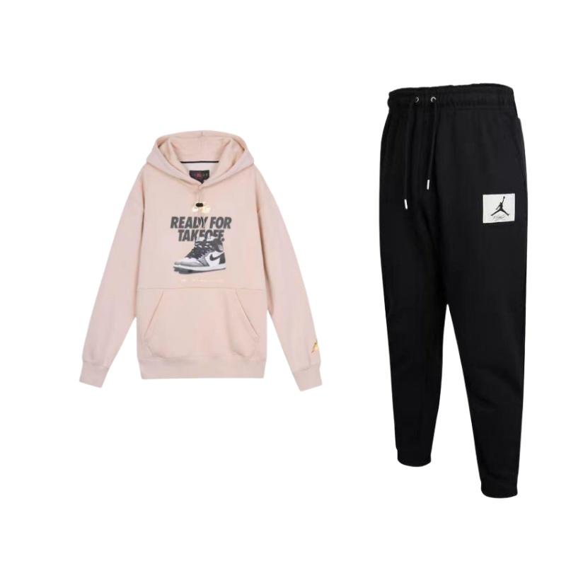 

Jordan Комплект из флиса с капюшоном и спортивными штанами с буквенным принтом для мужчин DQ7469-010+-DO9152-236 M