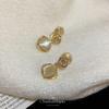Geometric Rhombus Opal Painless Mosquito Coil Disc Earrings Fashion Temperament Stud Earrings Women's Ear Clips Hole-free High-end Earrings