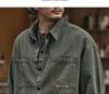 Men's Retro Military Green Heavy Work Shirt Jacket - Autumn Casual Loose Fit, Long-Sleeved