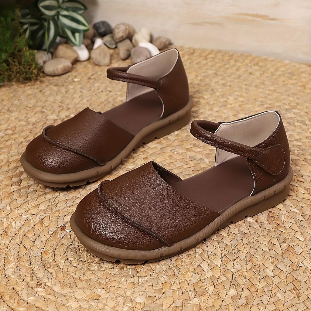 Plus Size Women's Summer New Arrival Flat Round-Toe Soft-Sole Covered-Toe Strappy Artistic Sandals