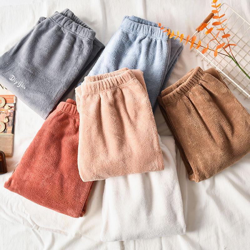 

Women s Double-Sided Coral Fleece Lazy Pants: Winter Warm, Casual, Loose-Fit Pajamas Small size