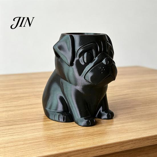 Space-saving Flower Pot 3D Printed Pug Planter Pot, Decorative Dog Flowerpot for Compact Indoor Outdoor, Cactus Succulents Plants Container, Pet Lover