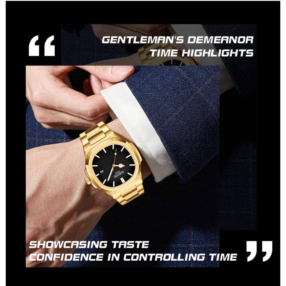 NIBOSI Luxury Man Wristwatch Waterproof Luminous Chronograph Watch for Men Stainless Steel Men's Quartz Watches