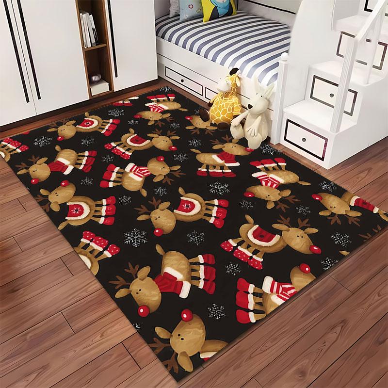 Christmas Reindeer Pattern Carpet suitable as a non-slip mat for the living room or bedroom sofa