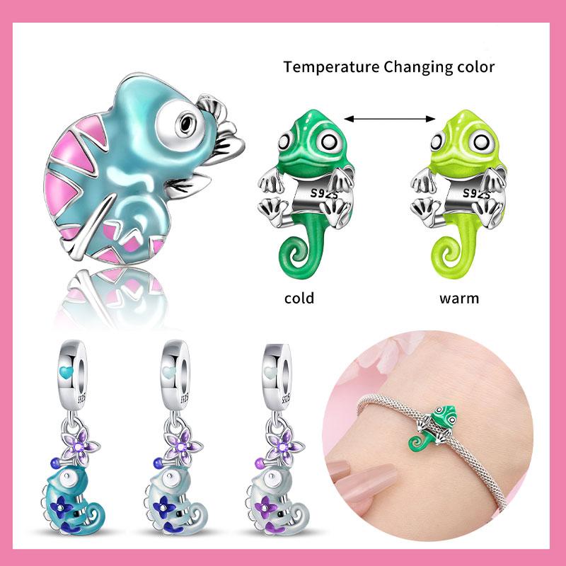 Exquisite New Cute Copper Chameleon Luminous Firefly Butterfly Charms Beads Fit Original Bracelets Fine Diy Jewelry
