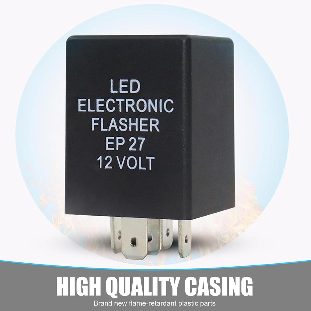 Shakas EP27 LED Flasher Relay, 12V 5-pin Turn Signal Light Super Flashing Relay, Plug and Play Waterproof Signal Light Failure Repair Accessory, for