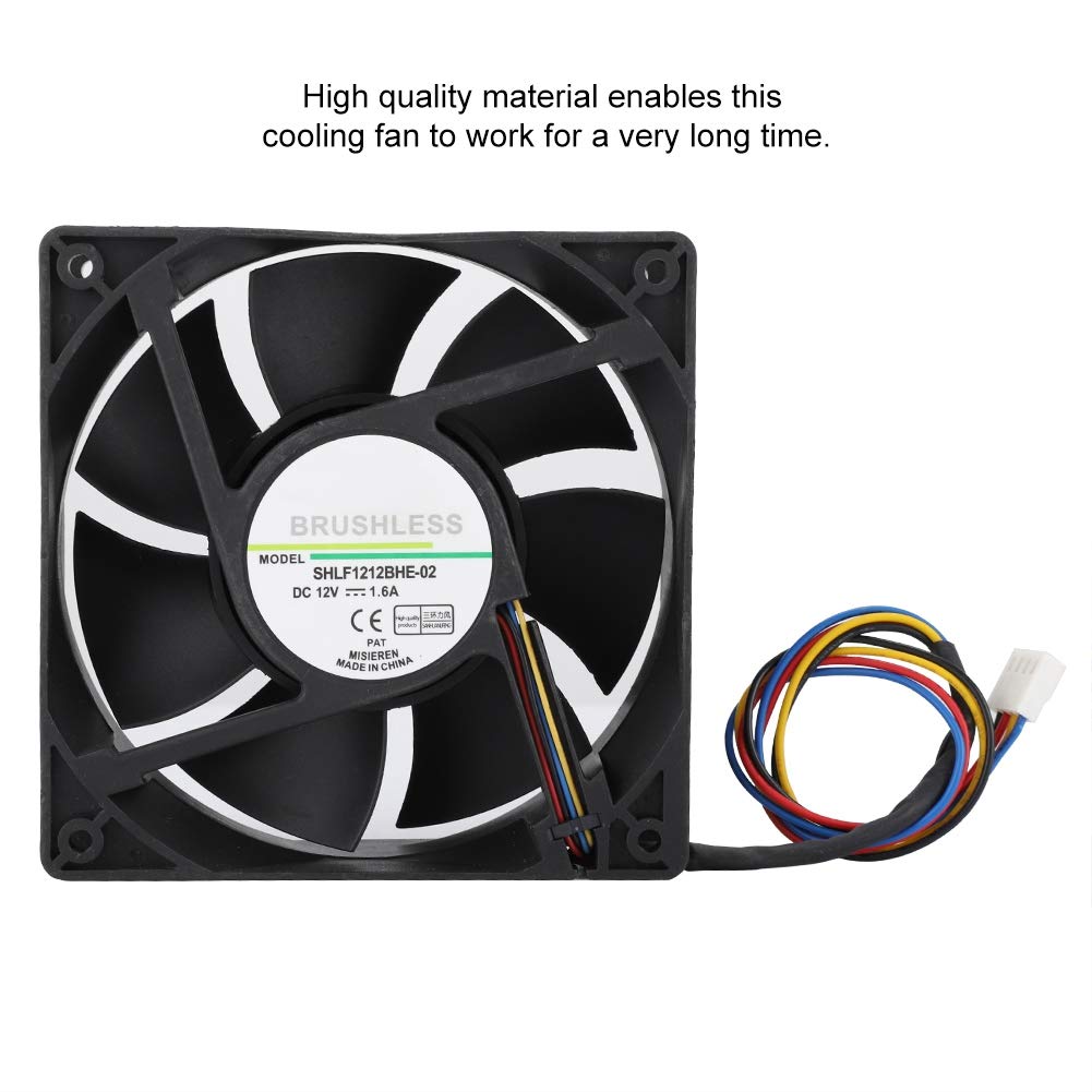 Computer Cooling Fan ASHATA SHLF1212BHE-02 DC12V 1.6A 12CM Temperature Control PWM Cooling Fan Cooler with High Heat Dissipation 12V Cooling Fan