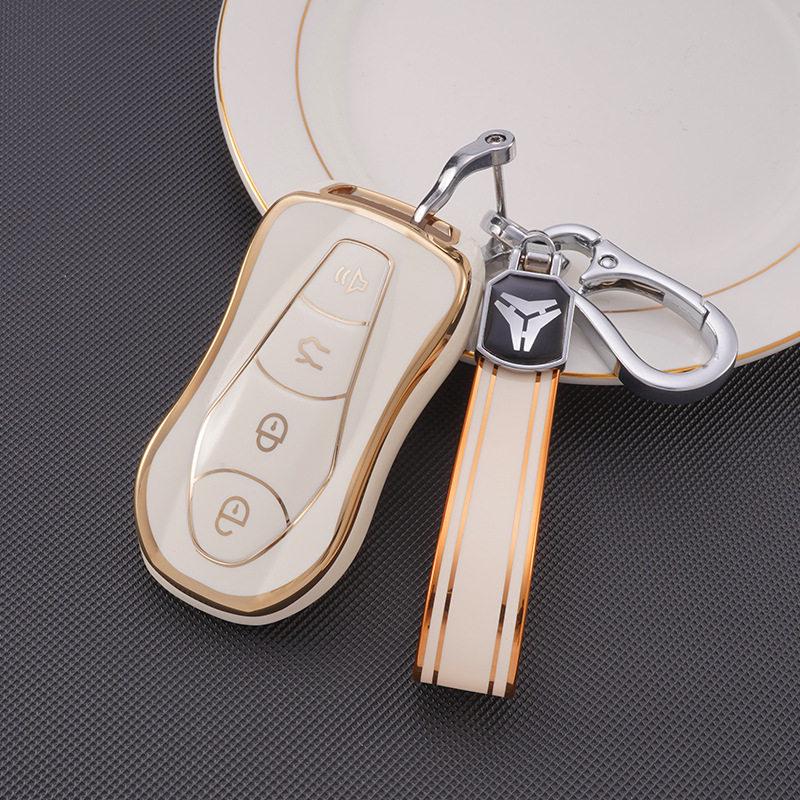 Fashionable Gold-Edged TPU Key Case for 2021 Geely Boyue Pro/Xingyue/Xingyue S