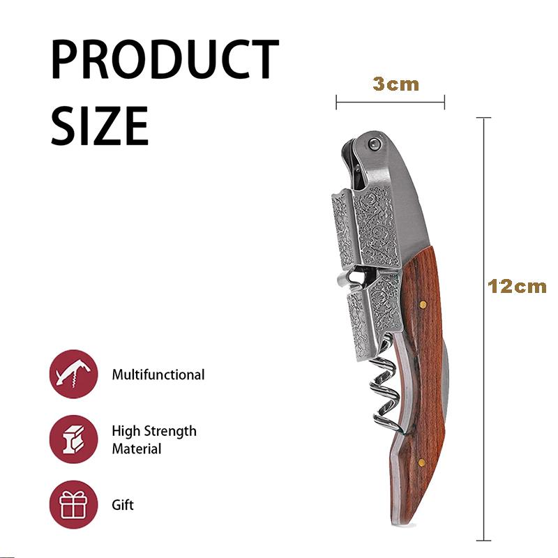 Professional Waiters Corkscrew,Wine Key with Ergonomic Wood Grip Beer Bottle Opener and Foil Cutter 6