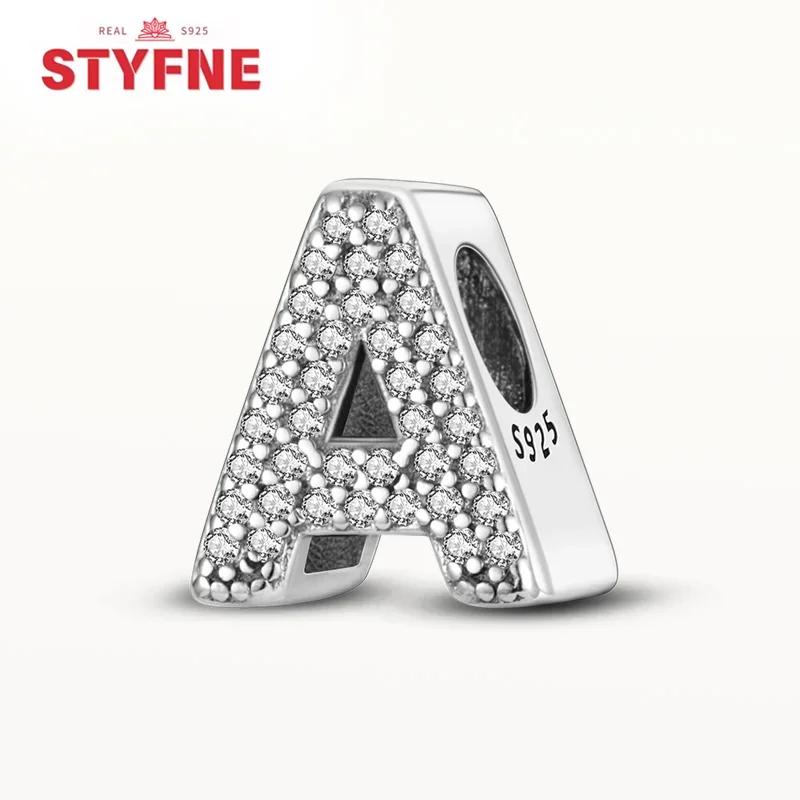 Kupfer 26 Buchstaben Glänzend Zirkon Alphabet Anhänger Perle Passend Original Armband DIY Feiner Schmuck Geschenk Für Frauen Machen