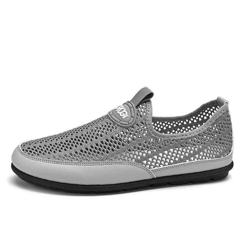 

Модная мужская сетчатая повседневная обувь Лето Главная акция Дышащие лоферы Удобная для通勤 ходьбы Мужская плоская обувь Универсальная 44 серый