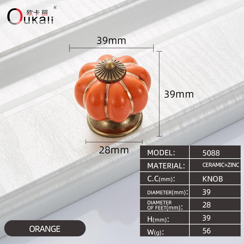 Ebay Good Sale Cheap Pumpkin Shape Colorful Red Pull Kids Furniture Dresser Tea Table Drawer Kitchen Cabinet Knobs