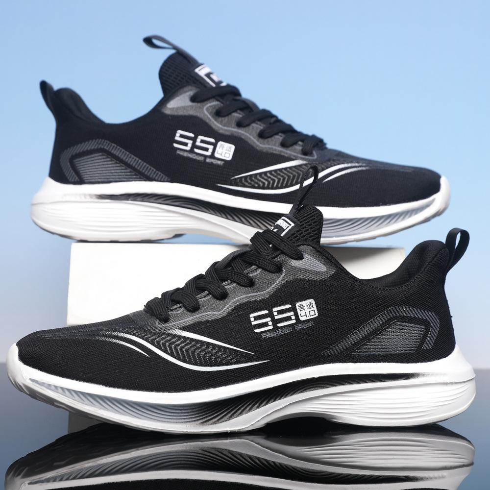 

2025 sports shoes couple shoes breathable mesh shoes non-slip leather racing shoes student casual shoes Douyin 36 чёрный