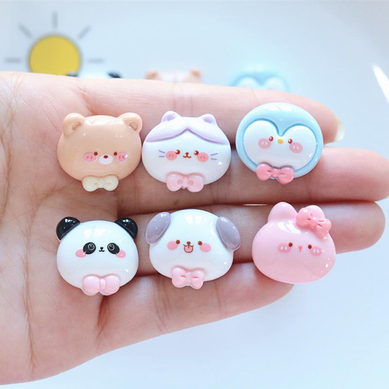 10 Pcs New Cute Bright Surface Cartoon Little Bear Rabbit Penguin Resin Scrapbook Diy Jewelry Wedding Hairpin Accessories A75