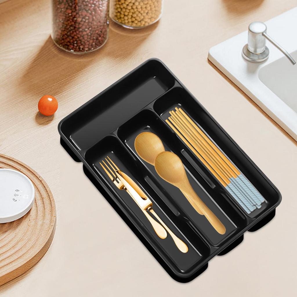 Silverware Drawer Organizer Flatware Organizer Compact Holder with 4 Compartment for Forks Cooking Kitchen Cabinet Countertop