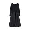 LAP Sailor Collar Contrast Pleated Knit Dress Ar1Wo220