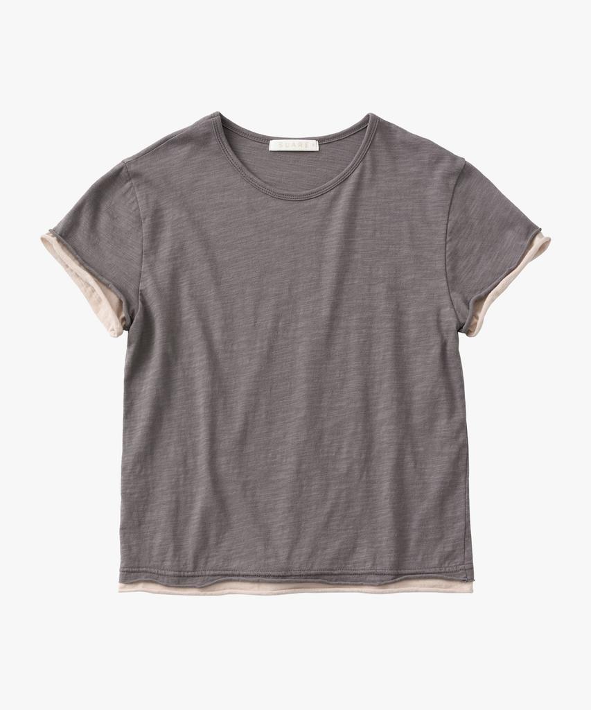 SUARE WOMEN Slub Layered Half Sleeve Cocoa