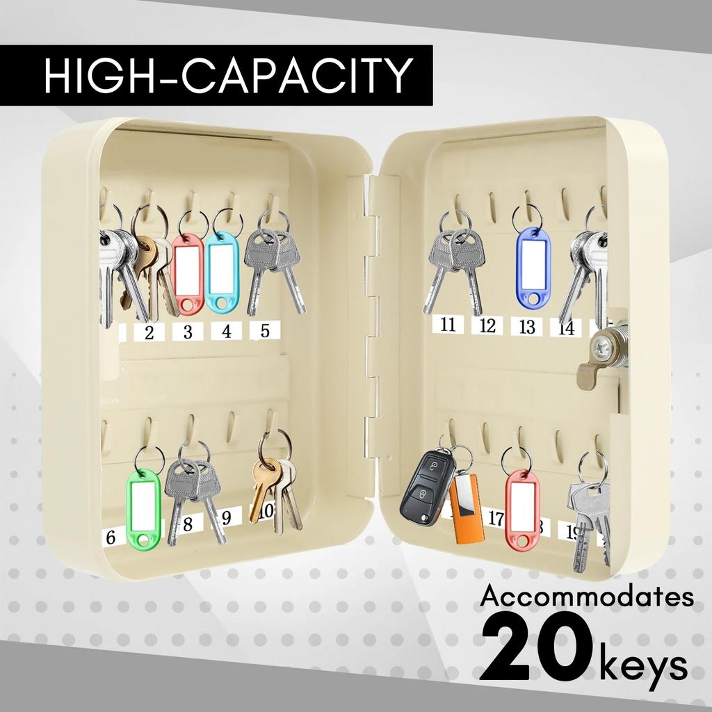 20 Sleutelhaken Wandmontage Sleutelopbergdoos Veiligheidssleutelorganizer voor Autodealer Vastgoedbeheerder Hete Sleuteldoos met Slot Sleutelkast